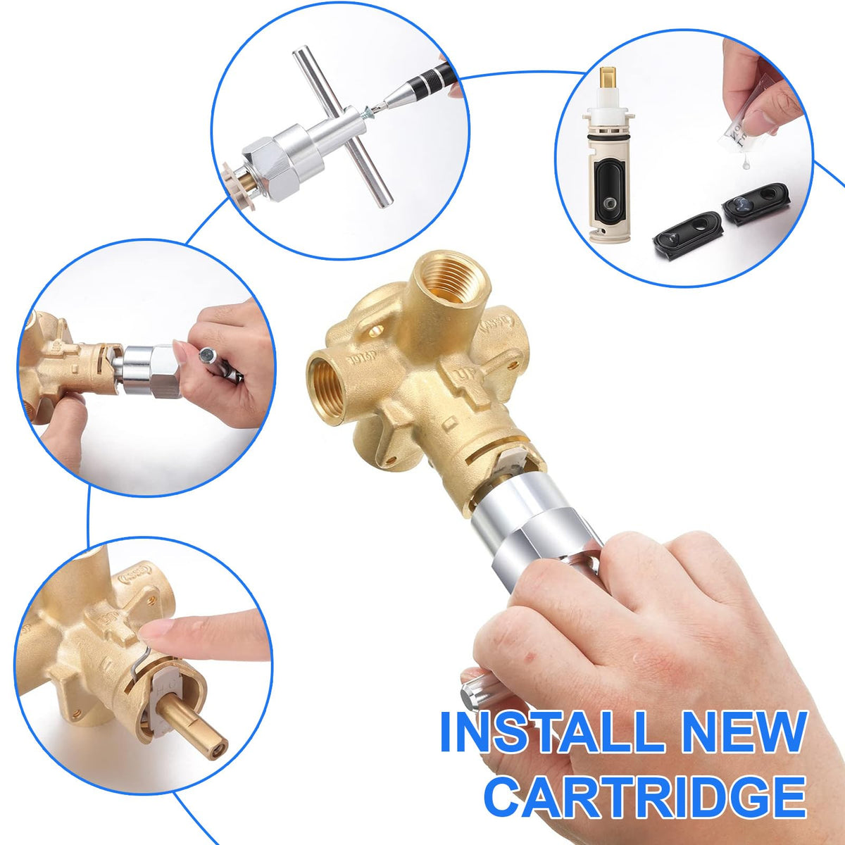 Qunclay 6 Pack Handle Faucets Tub Bathtub Shower Cartridge Replacement Tool Brass and Plastic Shower Part Compatible with Moen 1222 Replacement Cartridge Kit