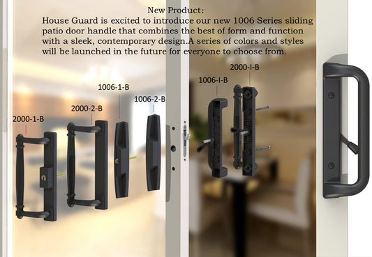 House Guard Sliding Patio Door Handle Set, Mortise Lock, 3-15/16"