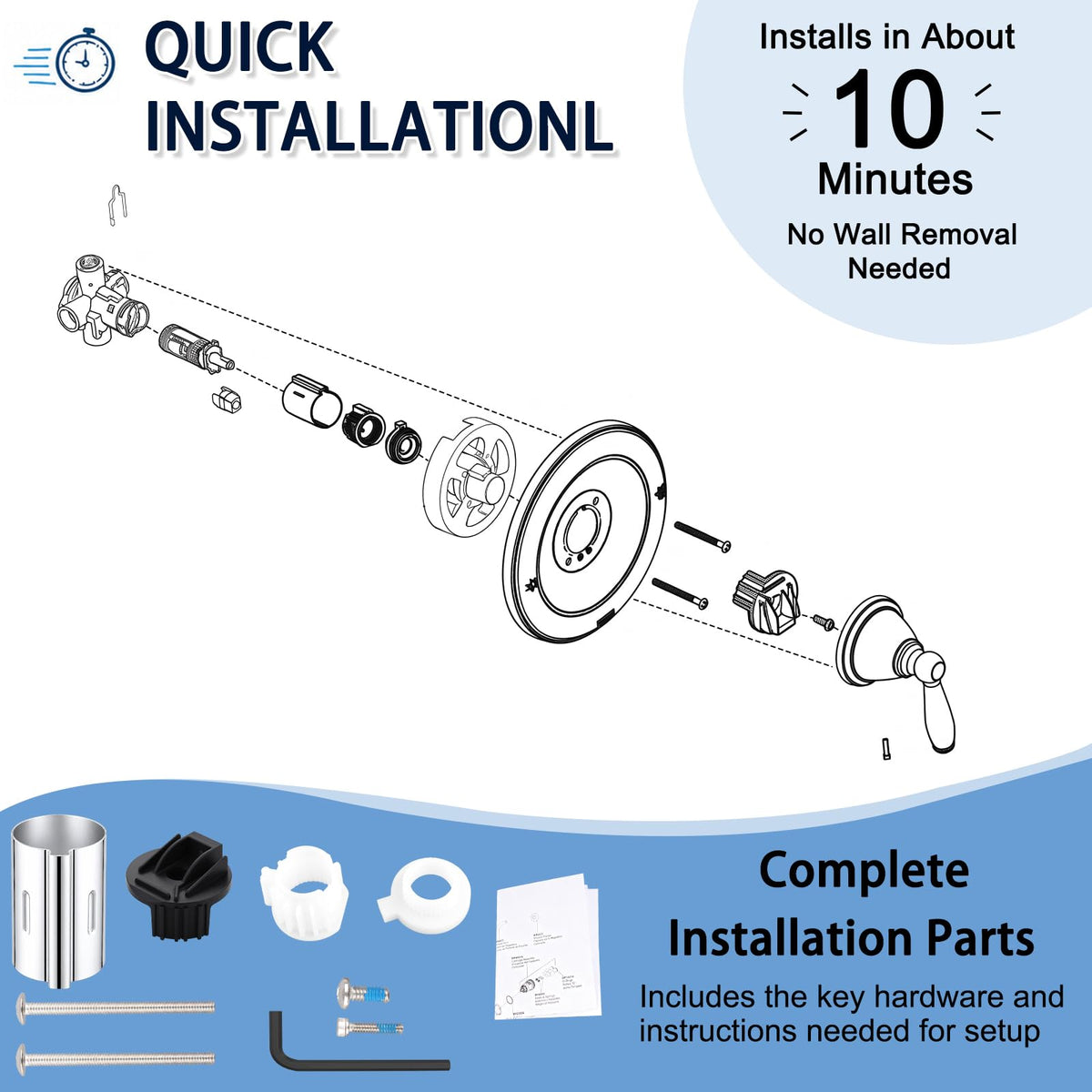 Shower Valve Trim Kit Compatible with Moen T2151BN Brantford Posi-Temp Valve, Brushed Nickel Shower Handle Replacement Kit
