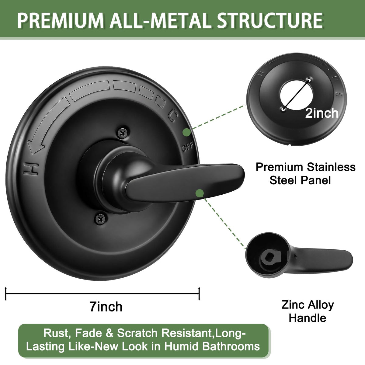 Shower Faucet Trim Kit, Shower Handle Replacement Compatible with Delta 13/14 Series, Fits R10000-UNBX Rough-in Valve, All Metal Construction, Easy to Install