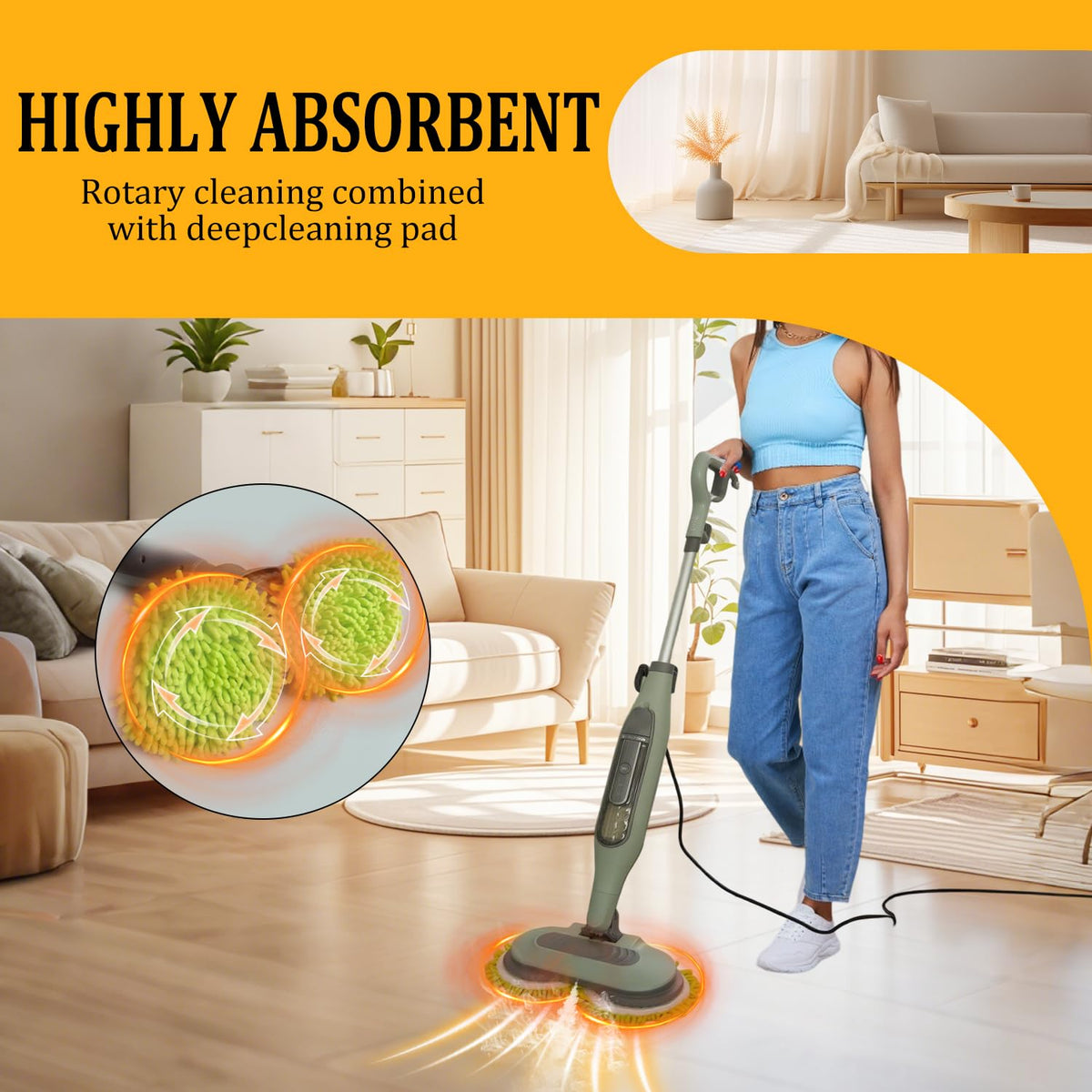 HXZIYI S7000/S8201 Steam and scrub Mop Replacement Pads