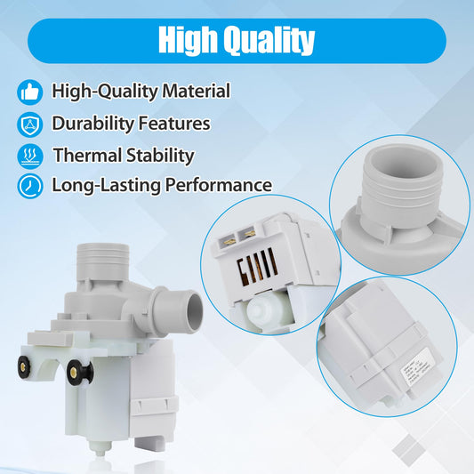 WH23X10040 DP040-064 Washer Drain Pump Compatible with GE Kenmore Washers, 228C2389P001 PS3501453 AP5306354 Washer Drain Pump Replacement Parts for GE GUD27ESSM1WW GUD27ESSJ1WW GUD27GSSM2WW