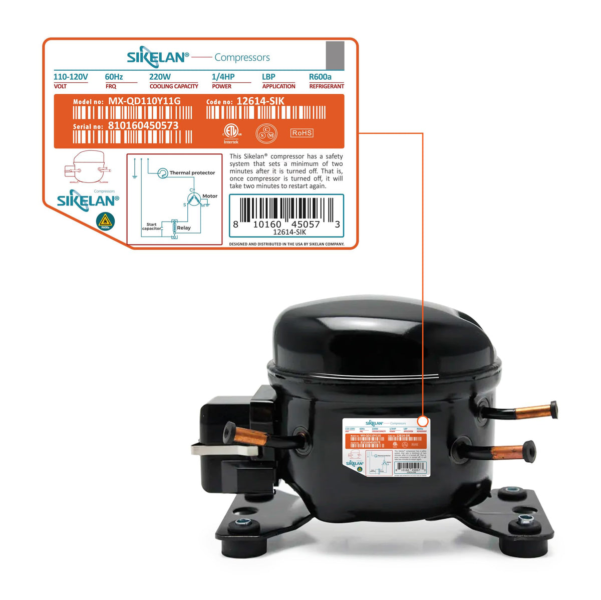 Sikelan Refrigerator Compressor 1/4 HP R600a – Qui