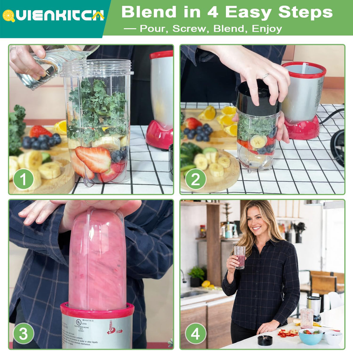 QUIENKITCH Blender Blades, 2 Pack Replacement Parts for Magic Bullet 250W