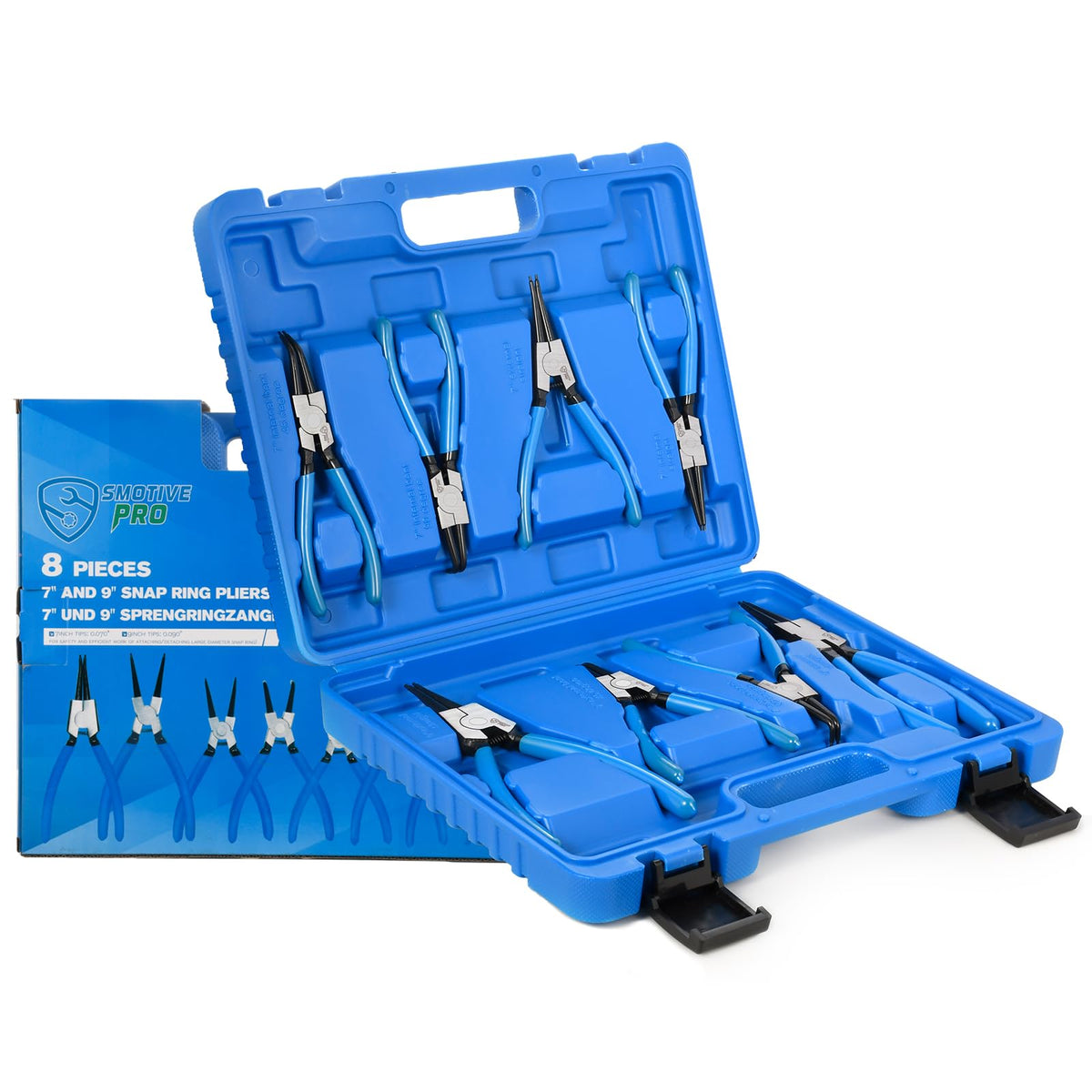 SMOTIVEPRO Precision 8PCS Snap Ring Pliers Set, 7" & 9" Internal/External