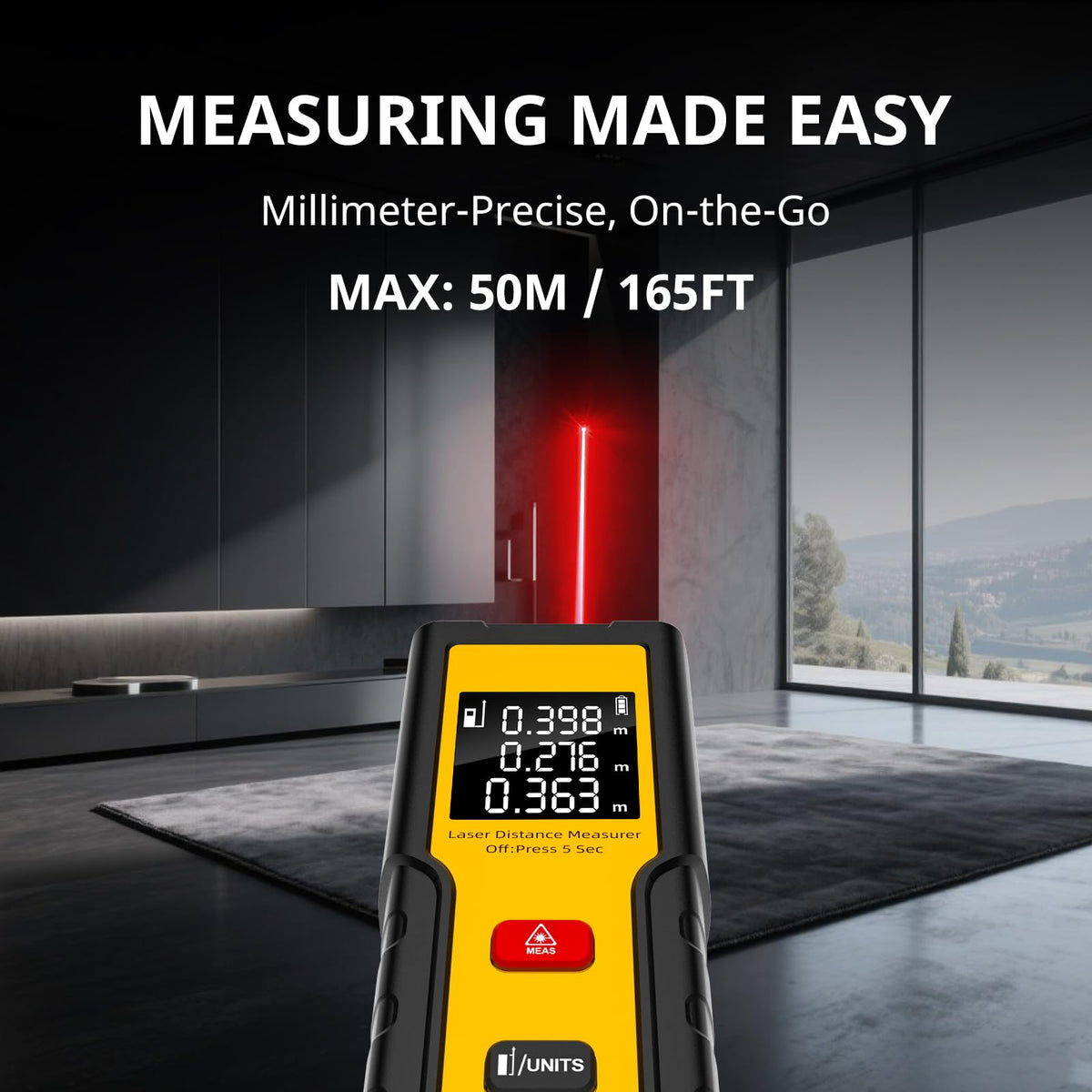 BIRDIEPULSE 165ft Laser Distance Meters, Packet-Size Laser Measuring Tool