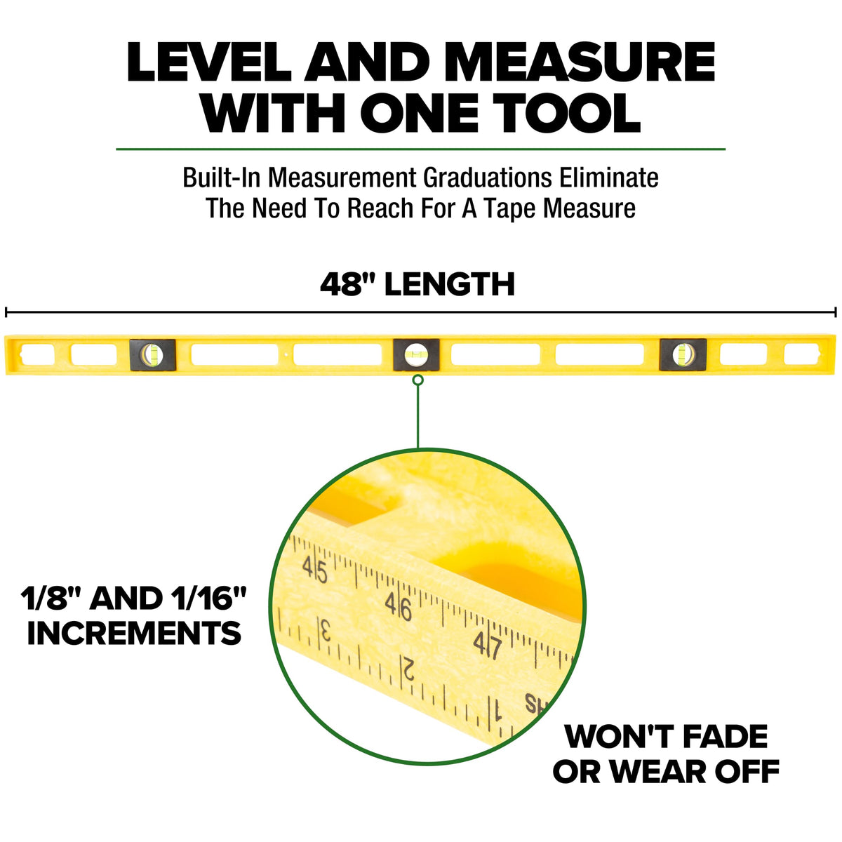 MAYES 10102 4ft Level, 48 Inch Level Made in the USA Won’t Scratch Surface