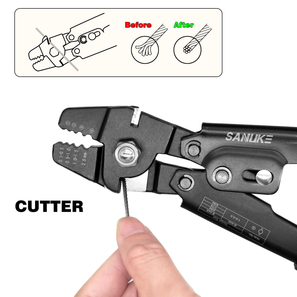 Sanuke Wire Rope Crimping Tool Kit, Swage for 3/64 1/16 5/64 inch Sleeves