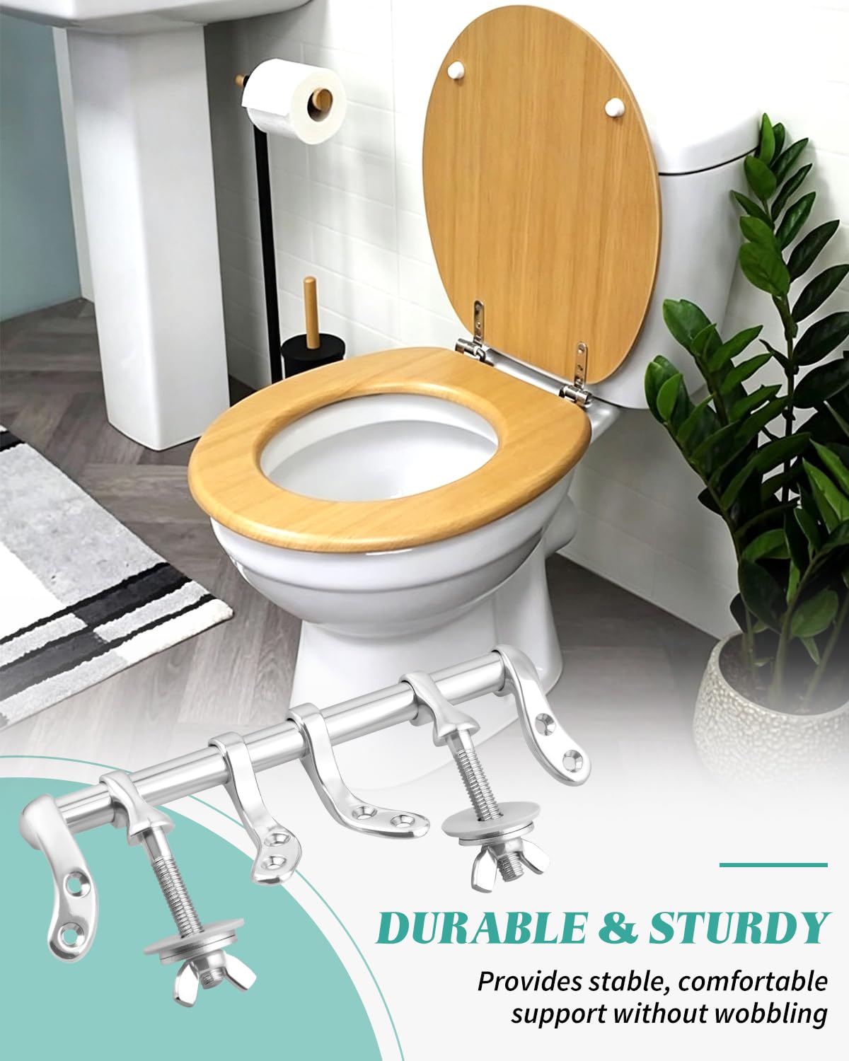 Toilet Seat Hinges Replacement Parts Fit for Wood Toilet Seats 140mm