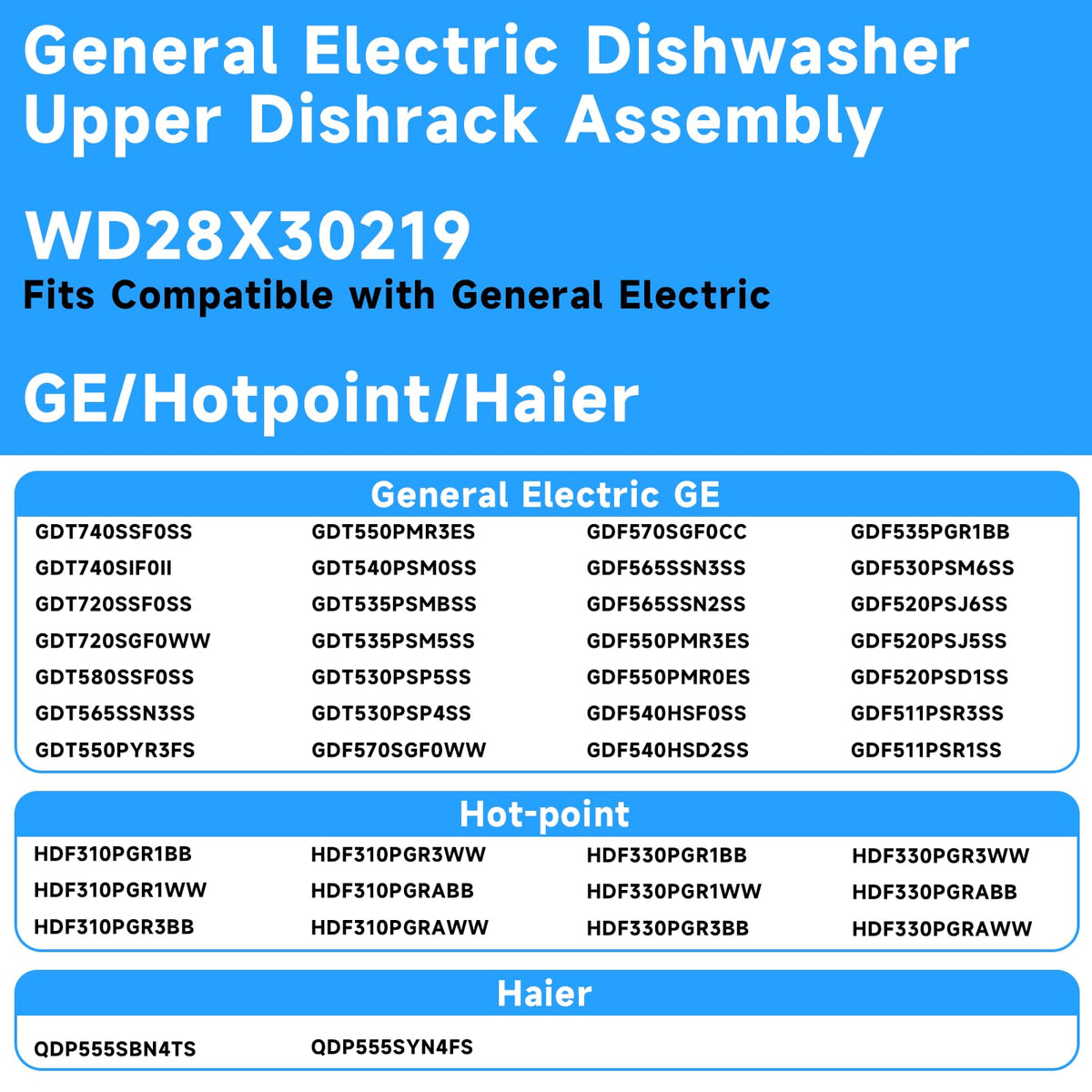 WD28X30219 WD28X35779 Upper Dishrack for Ge Dishwasher Rack Replacement WD28X24397 WD28X26098 Dishwasher Top Rack Replacement with Roller Wheels,GE GDT535PSM0SS GDT550PYR0FS Dishwasher Upper Rack