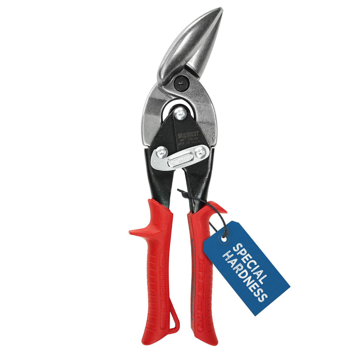 MIDWEST Special Hardness Aviation Snip - Left Cut Offset Stainless Steel Cutting Shears, Made in the USA - MWT-SS6510L