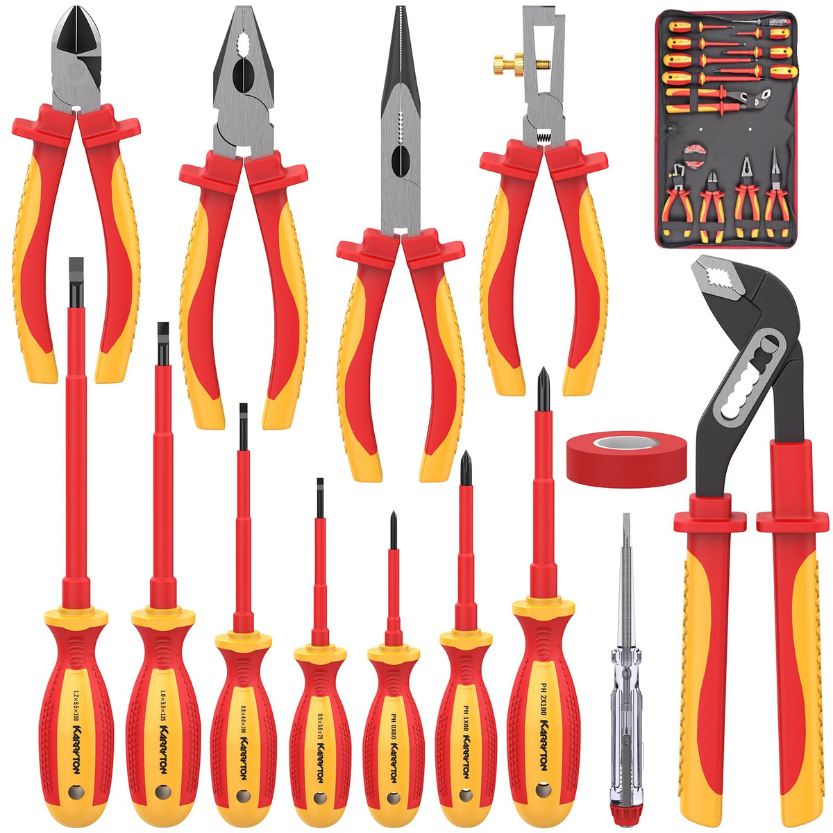 KARRYTON 14PCS 1000V Insulated Electrician Tool Set