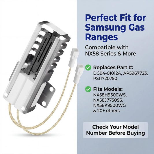 Upgraded DG94-01012A Flat Igniter Gas Range Oven Igniter for Sam-sung Ovens NX58H9500WS NX58H9950WS NX58J7750SG NX58J7750SS NX58K3310SB, Replace 4011538 AP5967723 DS039KX PS5967723 EAP11720750
