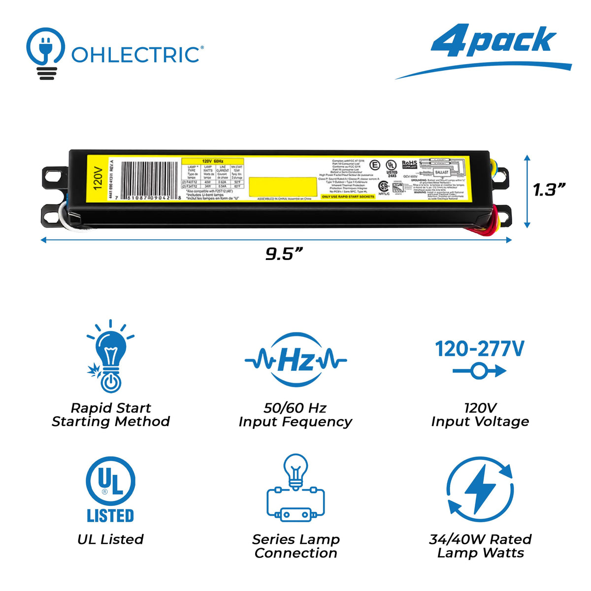 OHLECTRIC Replacement for Philips RELB-2S40-N & Keystone