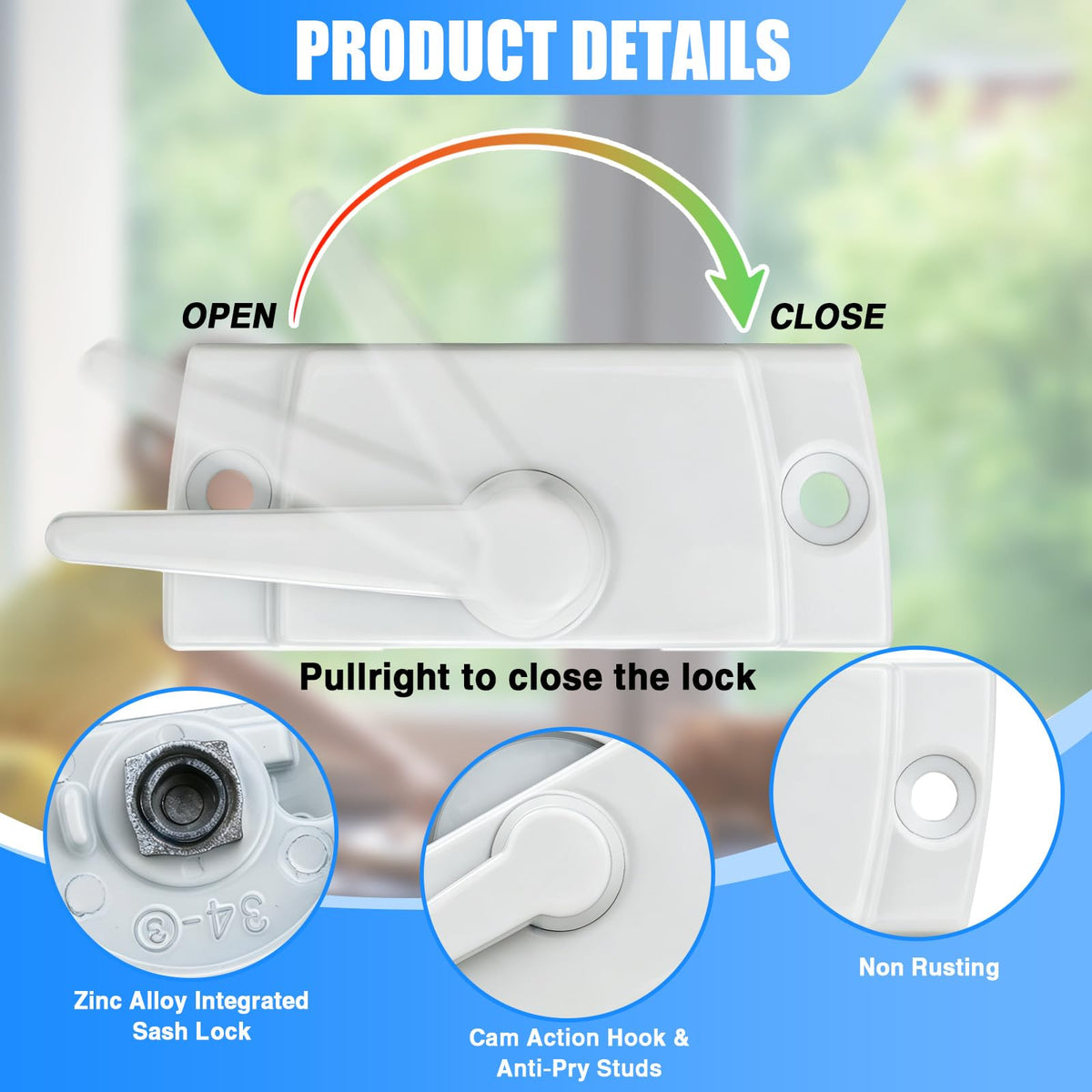 6 Pack Window Lock, Window Latches Replacement, Window Locks for up and Down Windows, Replacement Window Locks for Vertical and Horizontal Sliding Windows