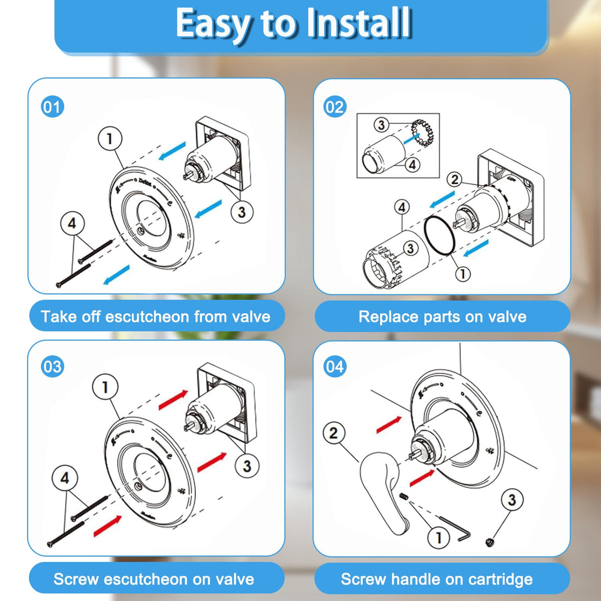 Replacement for Delta 13/14 Series Shower Trim Kit, Shower Cover Plate with Handle (Valve& Catridge Not Inclued) (1