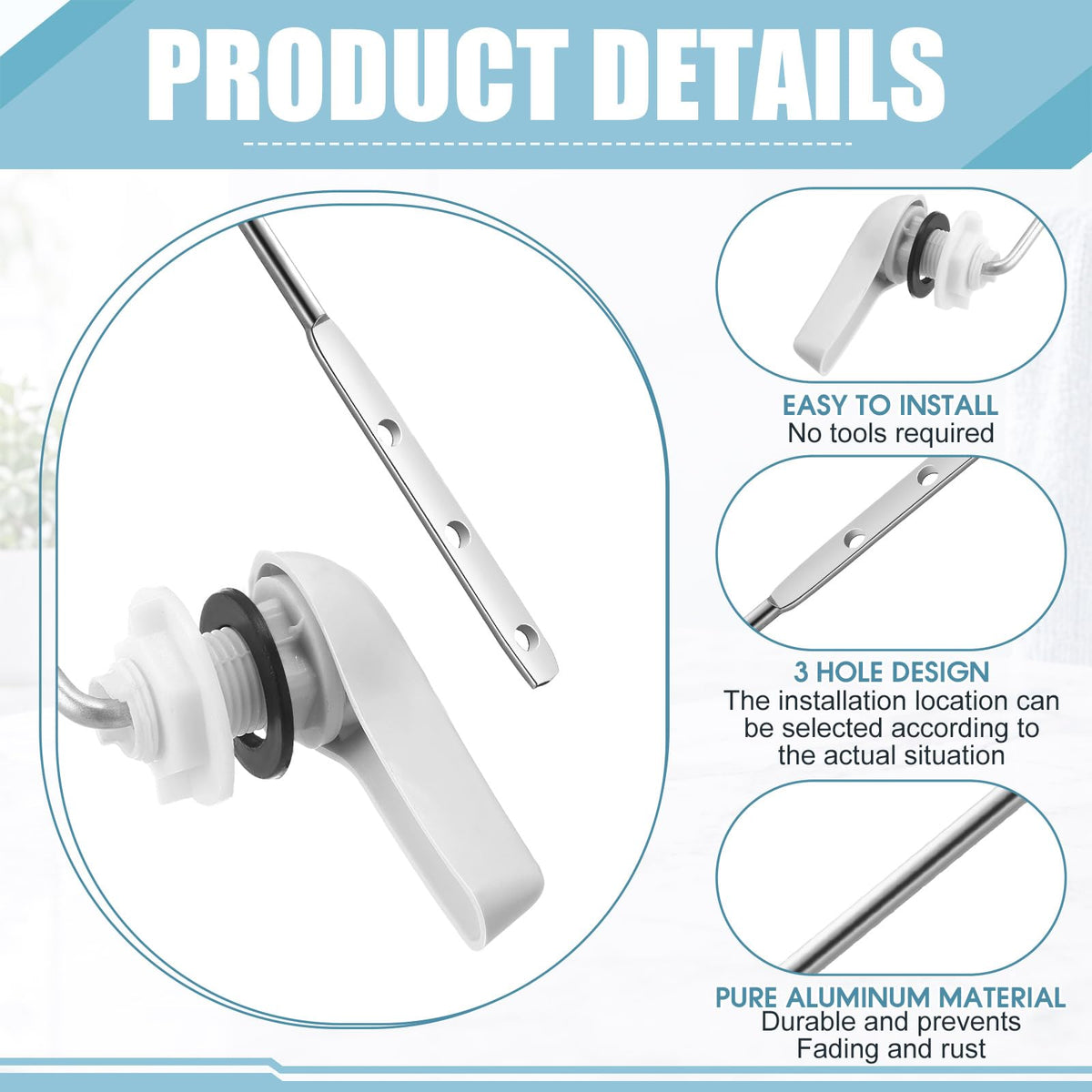 Lasnten 12 Pieces Front Mount Universal Toilet Flush Handle Replacement Kit