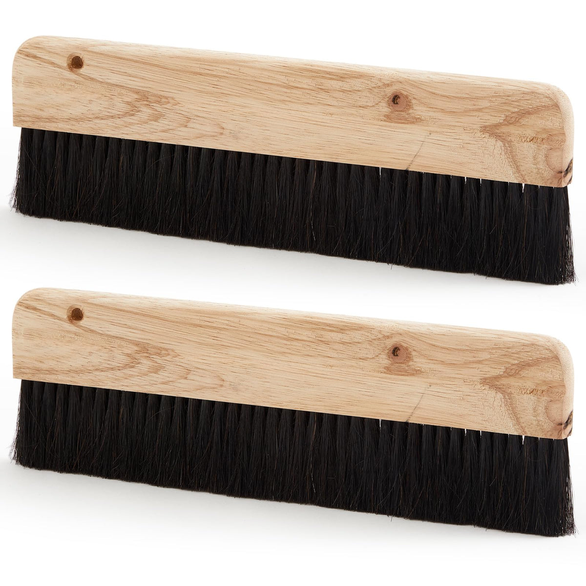 Singhoow 2 Pcs Concrete Broom 12" Masonry Brush, Wood Backed & Horsehair