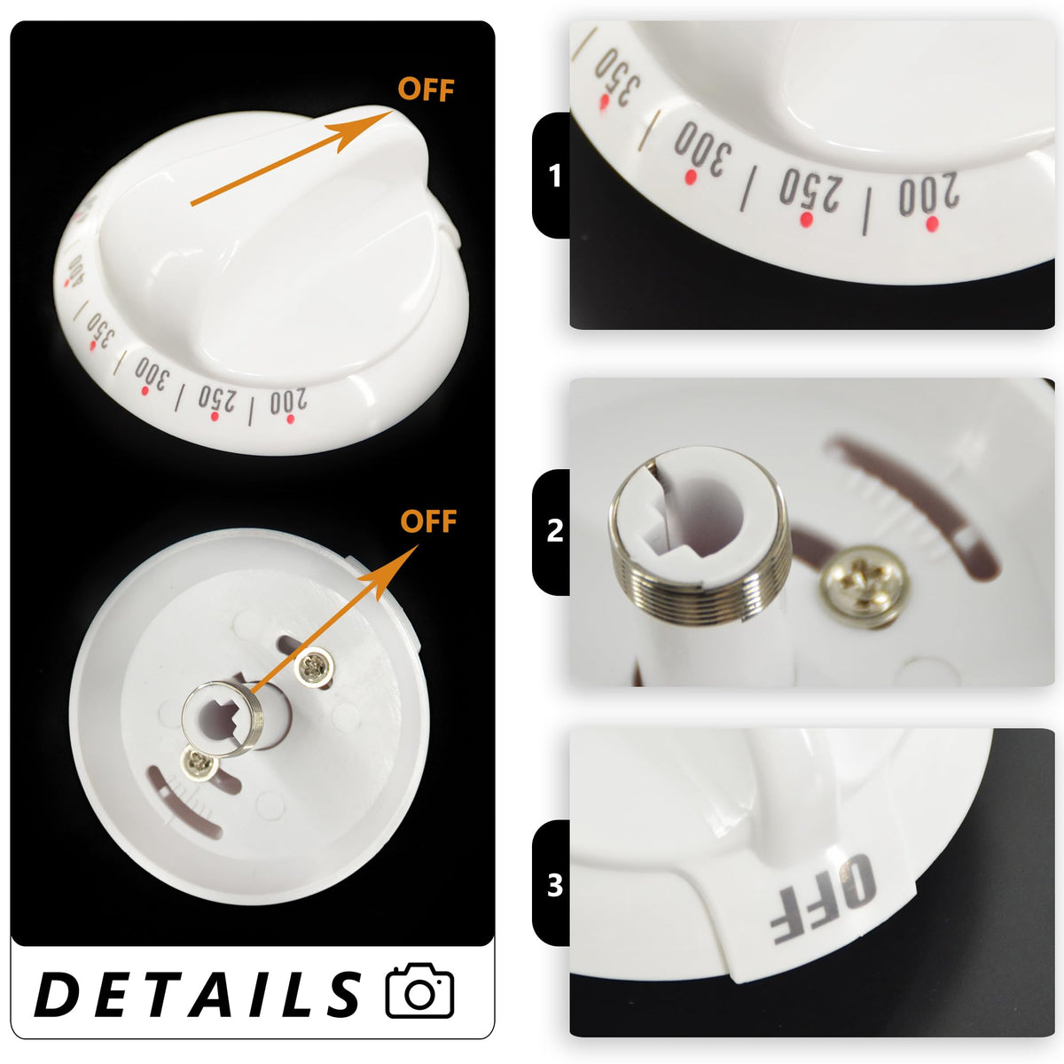 GYOFFULL WB03K10036 Gas Range Thermostat Stove Knob Control White (1PC)