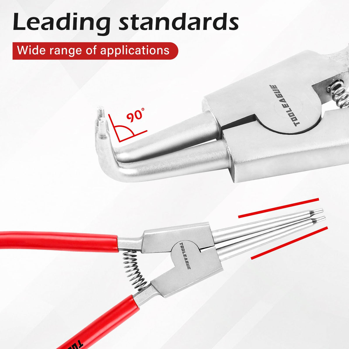 TOOLEAGUE 13" Large Snap Ring Pliers Set, Long Circlip Pliers Kit, 4 Pcs