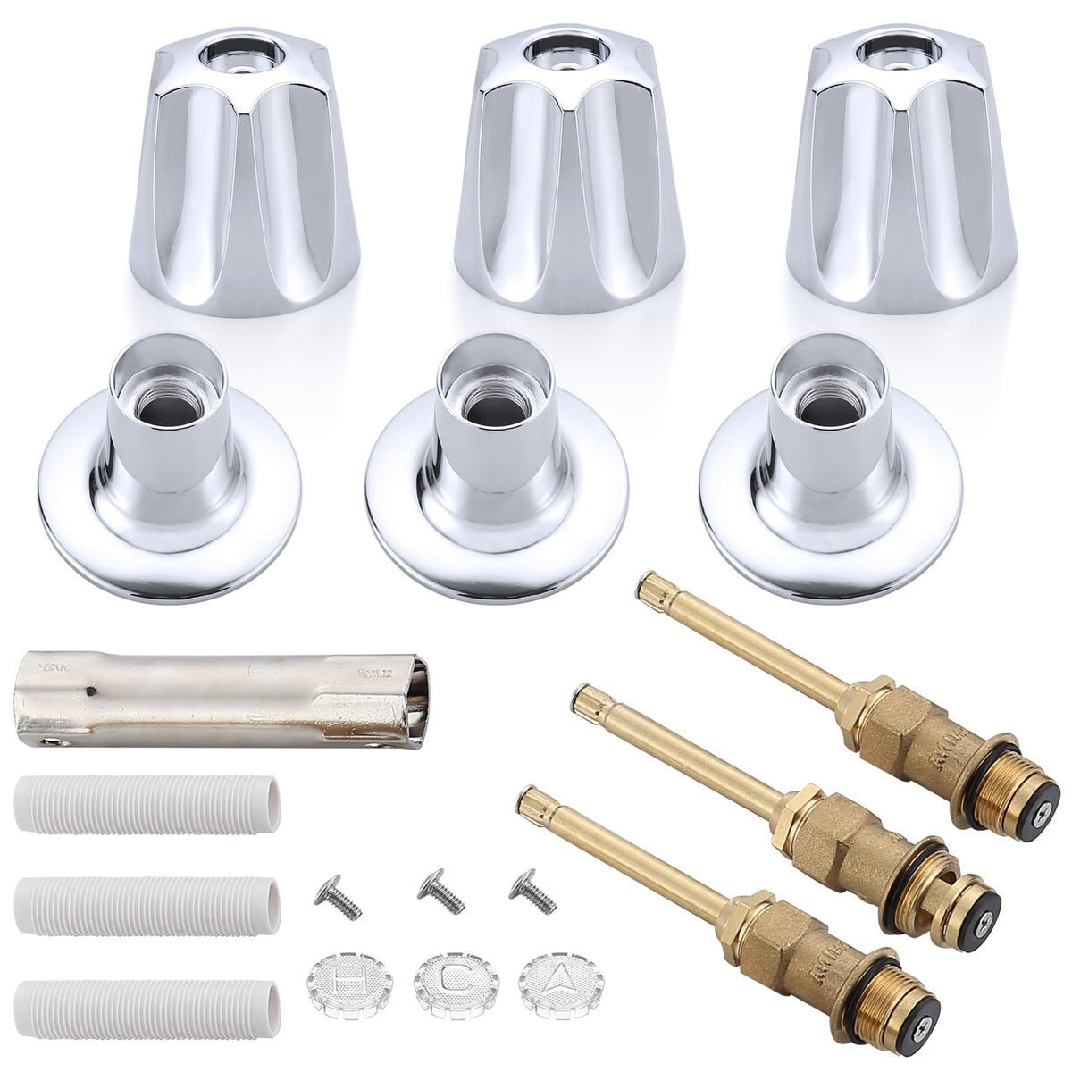 Bathtub and Shower 3-Handle 39619 Remodel/Rebuild Trim Kit for Price Pfister Verve Faucets, Knob Handles 12H-2H, 12H-2C, 12H-18D Stems (Brushed Nickel Finish)