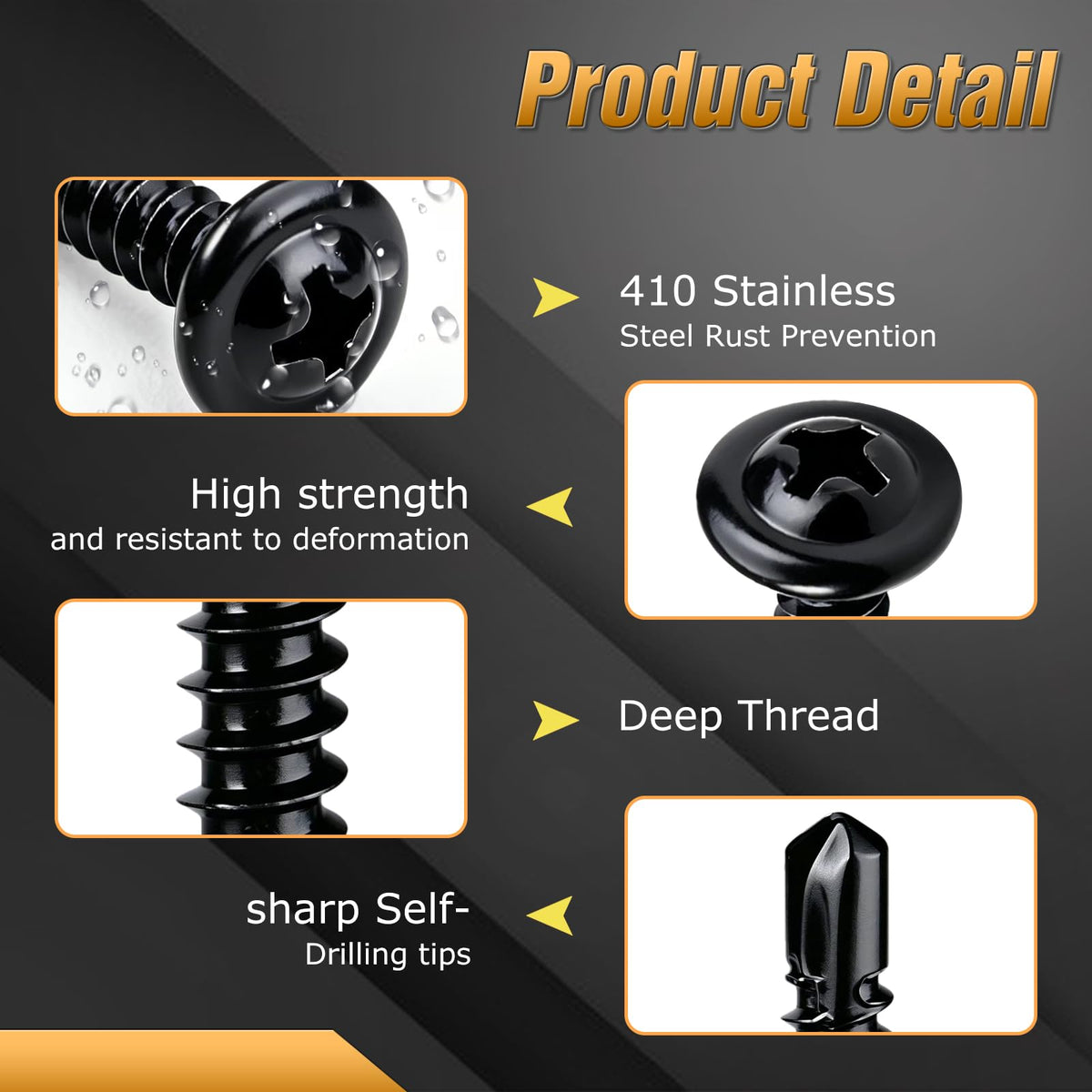 Pynsseu 400PCS #8#10 Self Tapping Screws Set for Metal,410 Stainless Steel