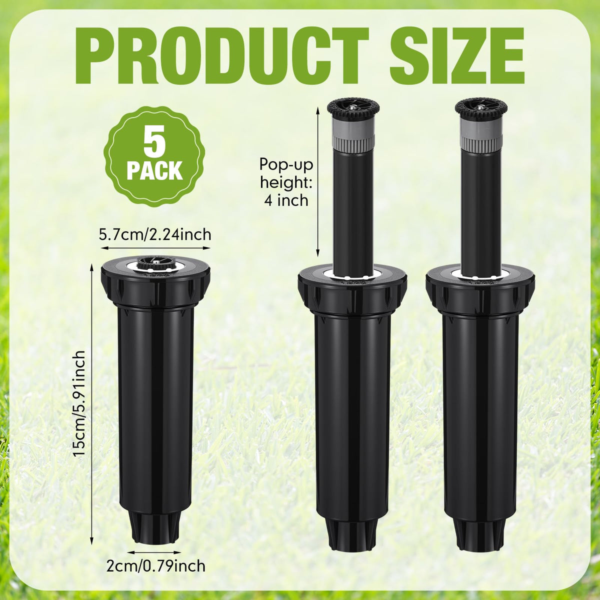 Chicmount 5 Pack 4 Inch Pop up Sprinkler Head Compatible with 1800 Series