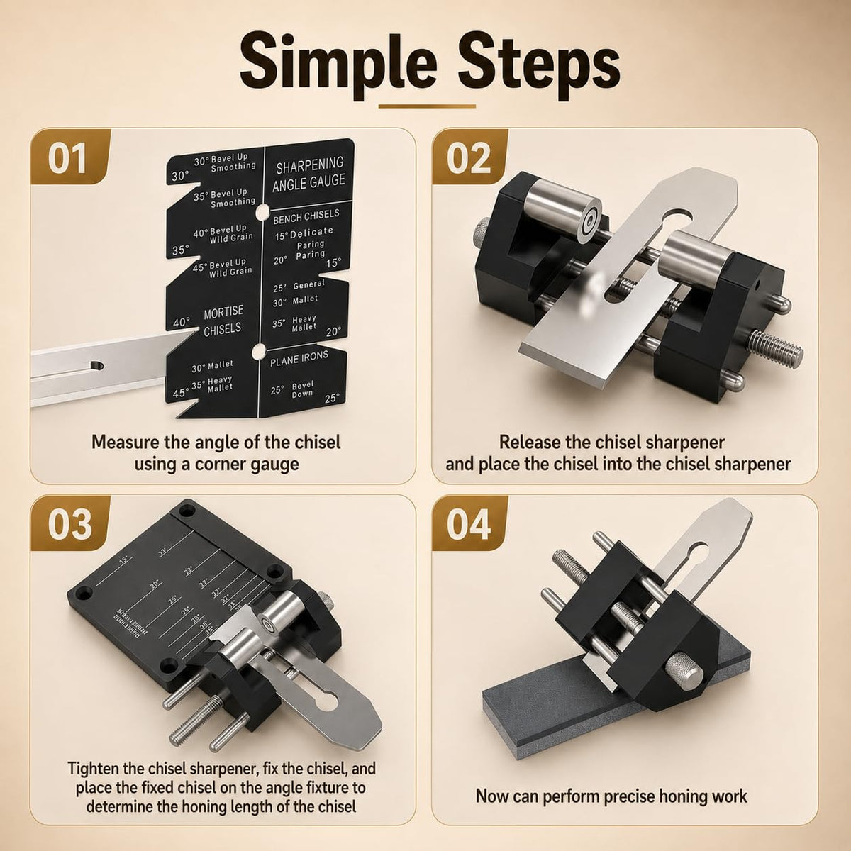 Chisel Sharpening Jig Kit with 2Pcs Sharpening Stone