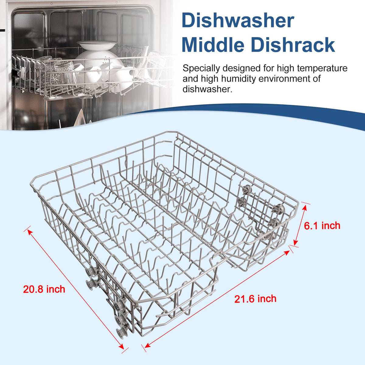 【2026 UPGRADED】DD82-01385A DD82-01385B Dishwasher Upper Rack Replacement Parts Fit for Samsung Dishwaher DW80R2031US, DW80R2031UG, DW80N3030US, DW80N3030UB, DW80N3030UW, DW80M2020US