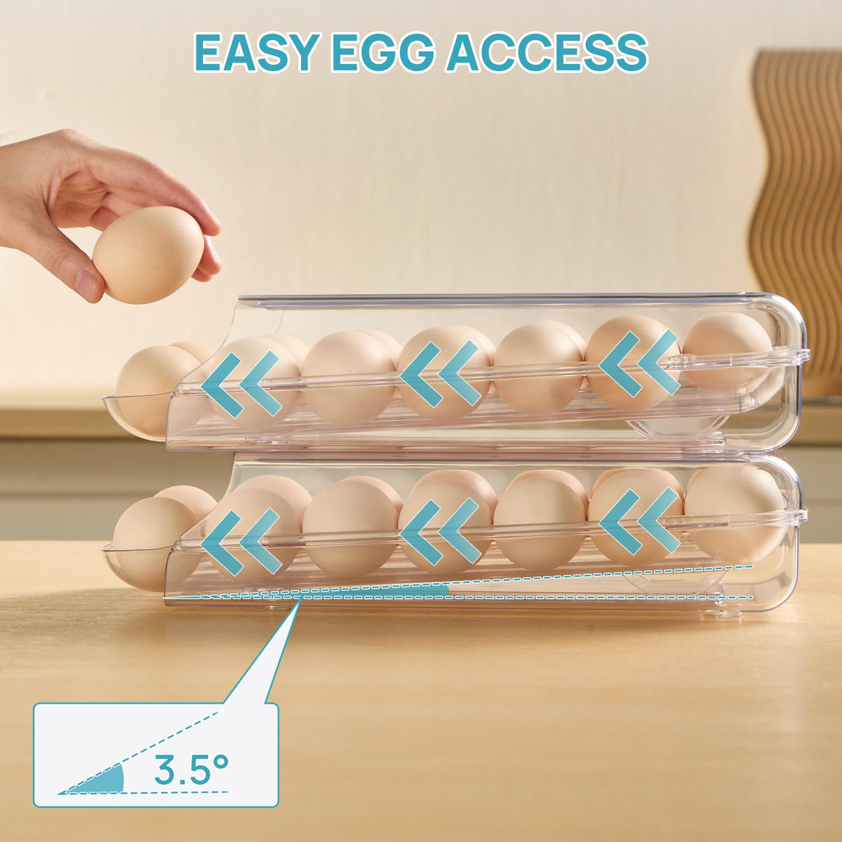 Vtopmart 2 Pack Egg Holder for Fridge, Automatic R