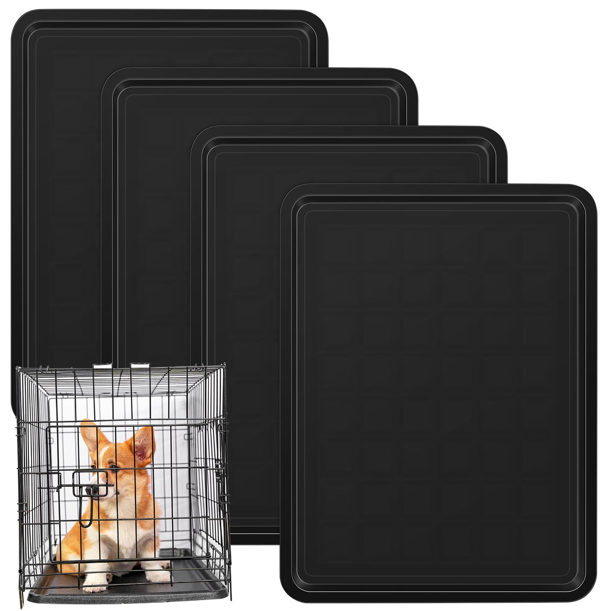 Suzile 4 Pack 27" Heavy Duty Dog Crate Replacement Tray, 26.8" x 20.7" x 1"