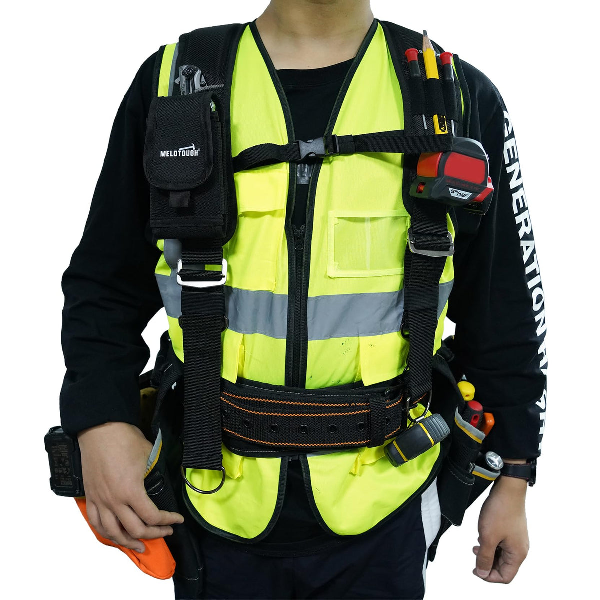 MELOTOUGH Tool Belt Suspenders Construction Bag Suspenders Padded Work belt Suspenders for Carpenter/Electrician/Roofing/Farmer work Suspension Rig(H Back)