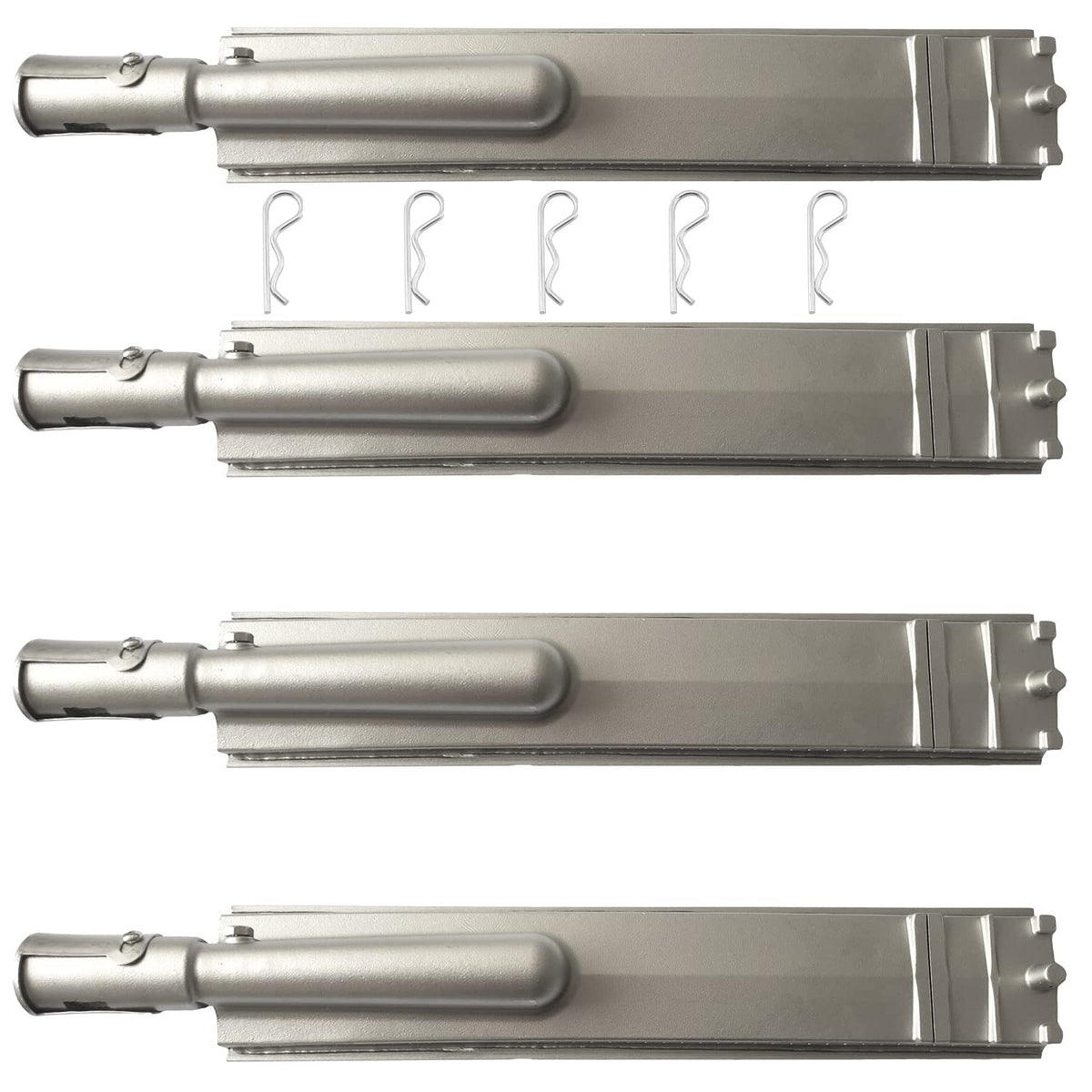 4 Pack Heavy Duty Cast Stainless Steel Grill Burner for Bull, Grill Replacement Parts for Bull, Cal Flame, Lion, Blaze, Turbo, Beefeater, Thermos, Char Broil, Jenn Air, Nexgrill