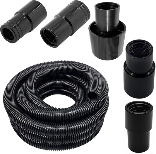 Shop Vacuum Dust Collection Hose Kit,12 Ft Dust Power Tools Hose Kit with 5 Fittings/Attachments for Shop Vacuums,Workshop, Wet/Dry, Fits Multiple Types/Brands of Woodworking Power Tools (5)