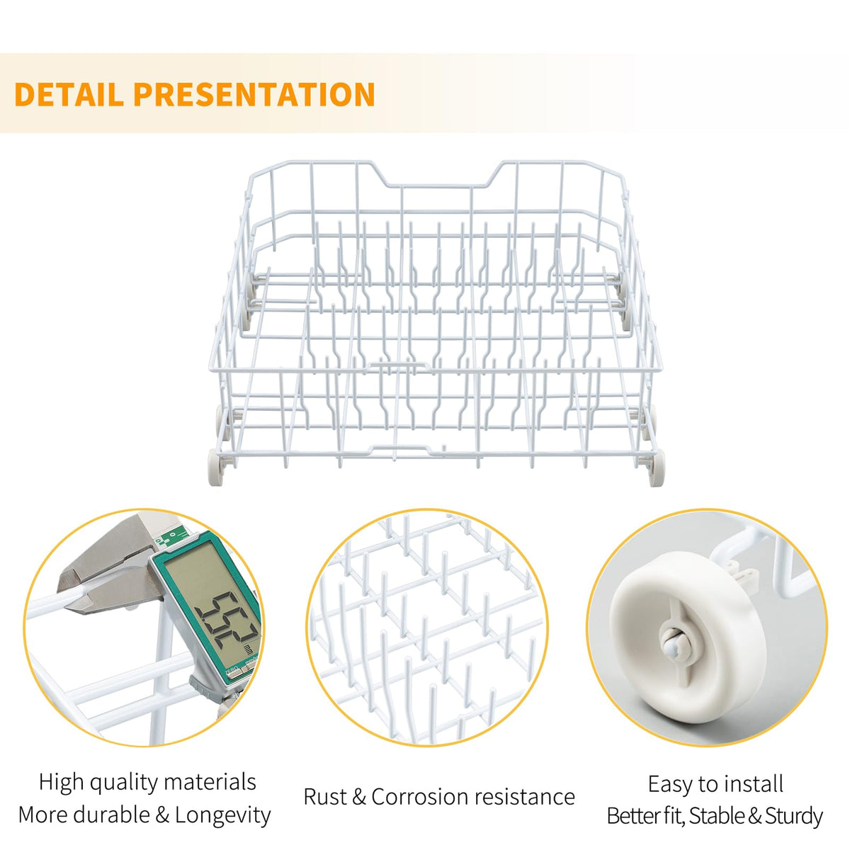 Allstare WD28X10384 Dishwasher Lower Rack Replacement Parts for GE Dishwasher Parts Lower Dishrack Assembly with Wheels GHDA485N10CS GLD4406R00BB GE Dishwasher Bottom Rack 22.2"D x 21.3"W x 7.3"H