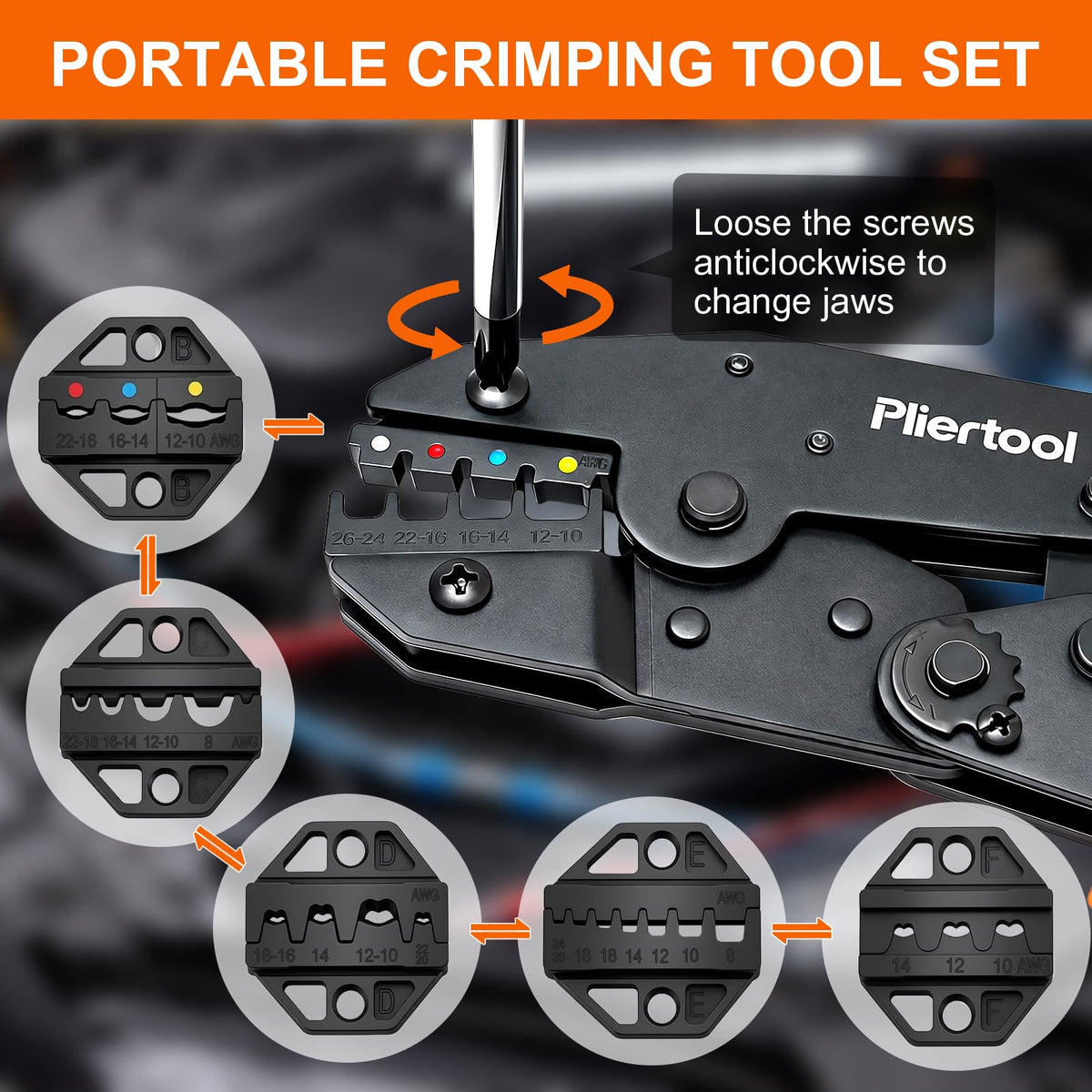 Pliertool Crimping Tool Set 6Pcs, Ratcheting Wire Crimper