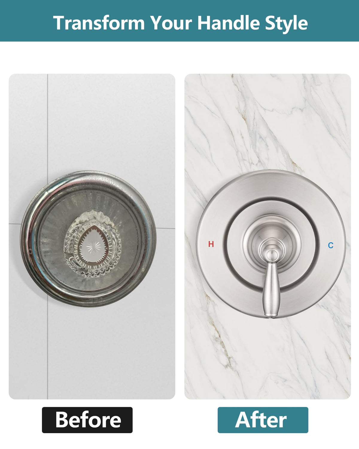 Replacement for Moen Fit Chateau Valve Shower Faucet Trim Kit Only(Valve& Catridge Not Inclued), Pull-on Push-off Design Knob Elegant Handle
