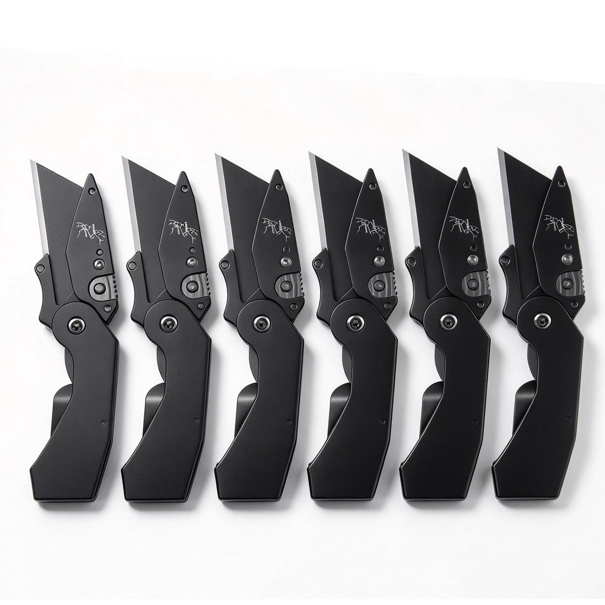 Lichamp 6-Pack Folding Utility Knife, Quick-Change Box Cutter with Razor Blades & Belt Clip, Portable Construction Tool for DIY, Outdoor & Warehouse Use, Black