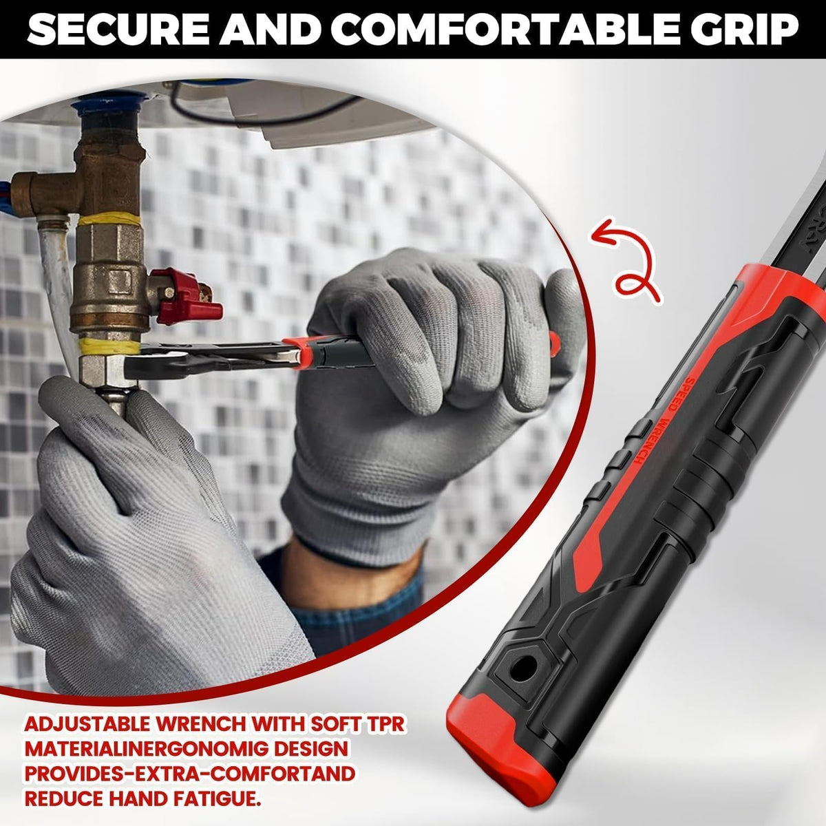 3 Pack Self-Adjusting Pipe Wrench Set, 6”, 8”, 10” With Storage Bag