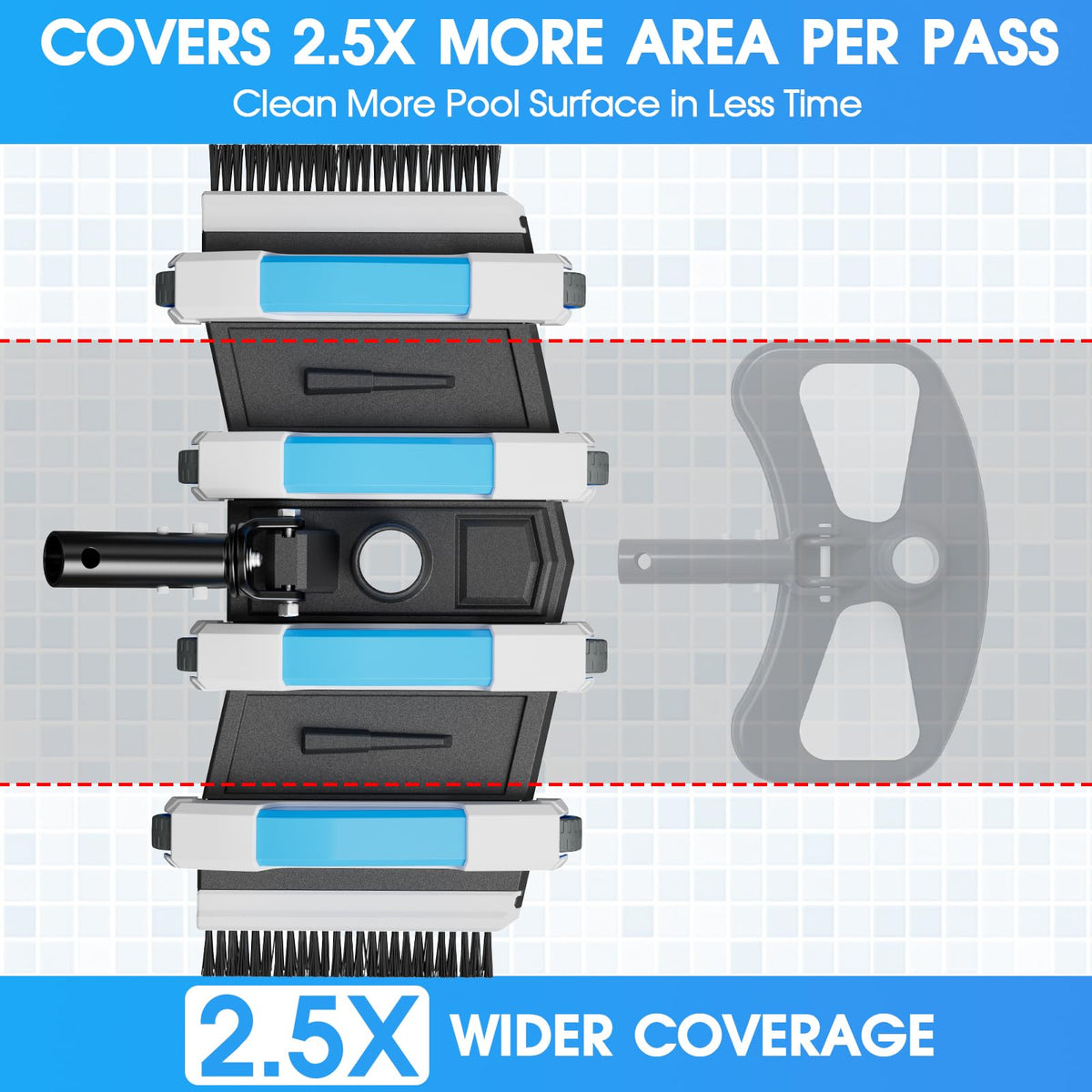 4LB Weighted Pool Vacuum Head,17.5in Extra-Wide,Directional-Control Handle