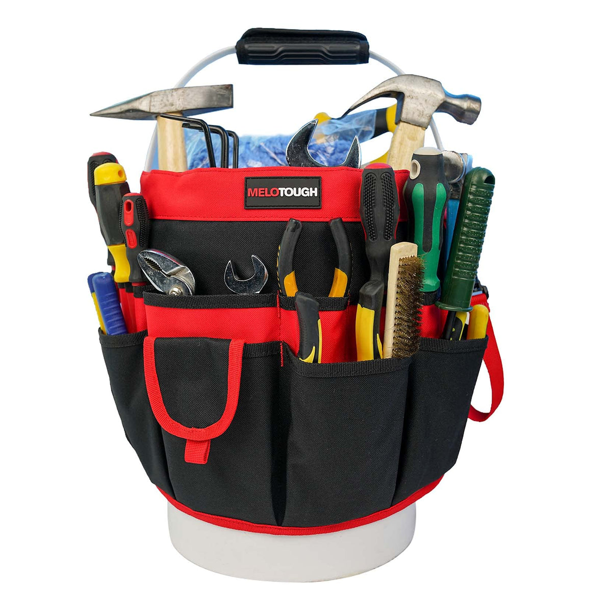 MELOTOUGH Bucket Caddy Organizer Bucket Tool Organizer for Garden Tools Fit 3.5 to 5 Gallon Bucket