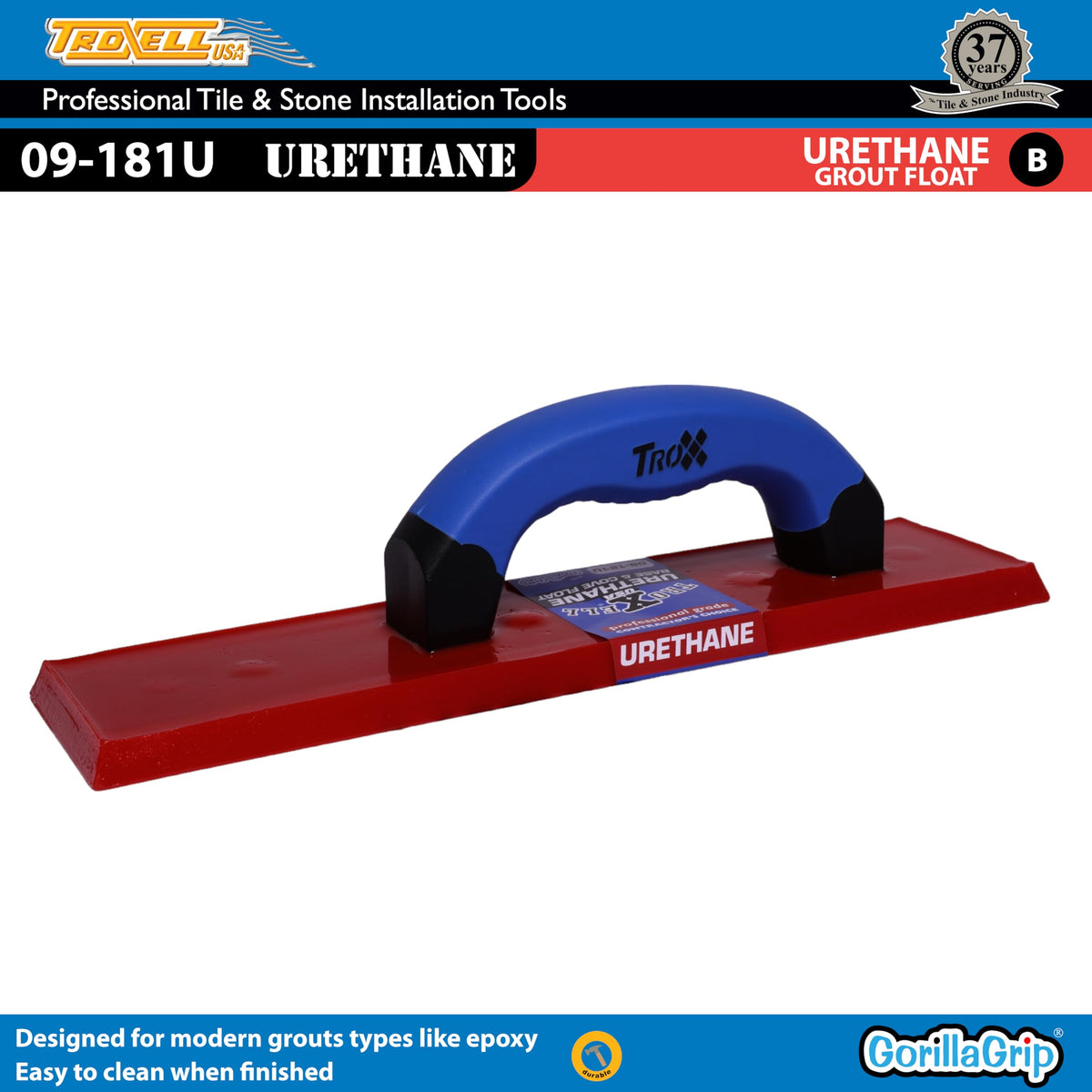 Troxell USA - 3" x 12" Urethane Grout Float with SoftGrip Handle