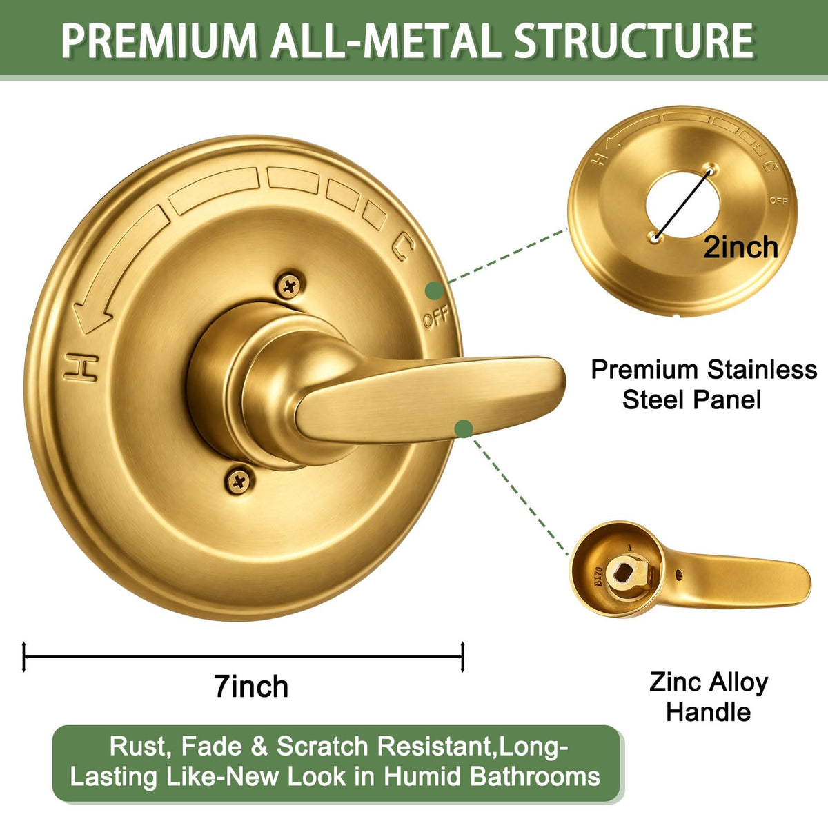 Shower Faucet Trim Kit, Shower Handle Replacement Compatible with Delta 13/14 Series, Fits R10000-UNBX Rough-in Valve, All Metal Construction, Easy to Install
