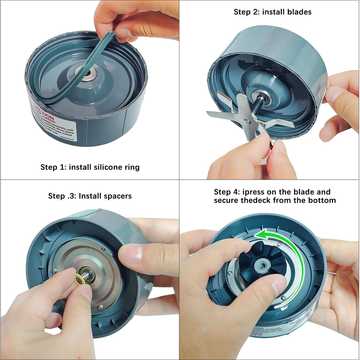 PODCAY Blender Replacement Parts for Nutribullet, 32oz & 24oz Cups with Replacement Extractor Blade, Compatible with Nutri Bullet 600W/900W Pro Blenders (3 PCS)
