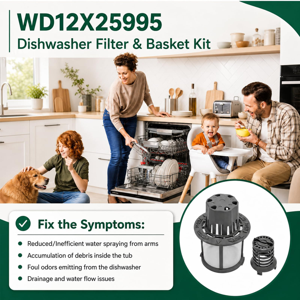 WD12X25995 Dishwasher Ultra Fine Filter and Basket Assembly PS16217023 Part