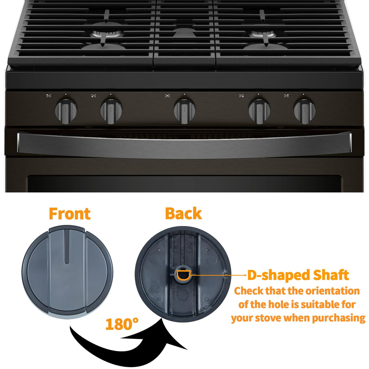 Upgraded W10339442 Stove Knobs Replacement Parts for Whirlpool Gas Range Burner Knob WPW10339442 WFG320M0MS0 WFG505M0MS0 Whirlpool Range Stove Top Cooktop Oven Burner Control Knobs Black 4Pcs
