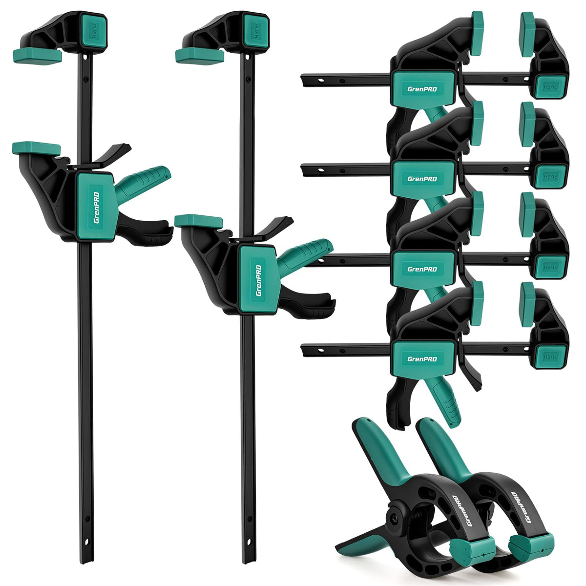 GRENPRO 8-Pack Bar Clamps for Woodworking, 12" and 6" Bar Clamps