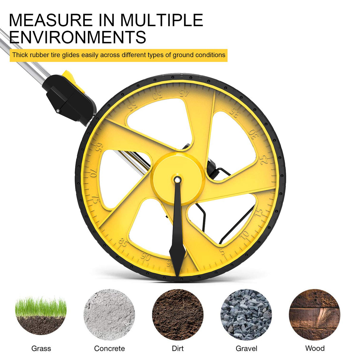 Zozen Measuring Wheel in Feet and Inches, Double Collapsible, Mechanical
