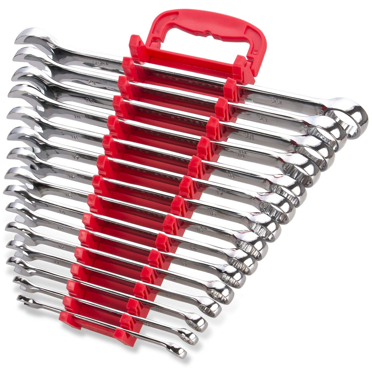 Max Torque 15-Piece Premium Combination Wrench Set, Chrome Vanadium Steel, Long Pattern Design, Include Metric Sizes 8, 9, 10, 11, 12, 13, 14, 15, 16, 17, 18, 19, 20, 21, 22mm with Storage Rack