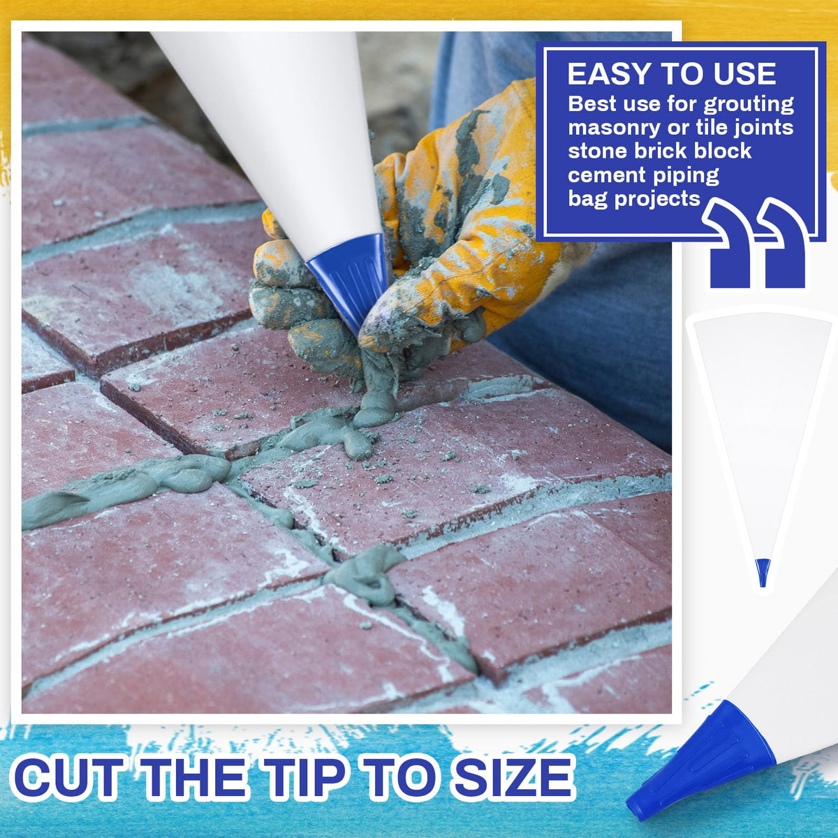 Gueevin 6 Pcs Masonry Mortar Bag for Tile, 13 x 24 Inch, Grout Bag